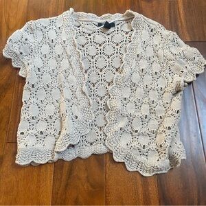Style & Co Women’s Tan Crocheted Knit Shrug Sweater Festival Size Medium